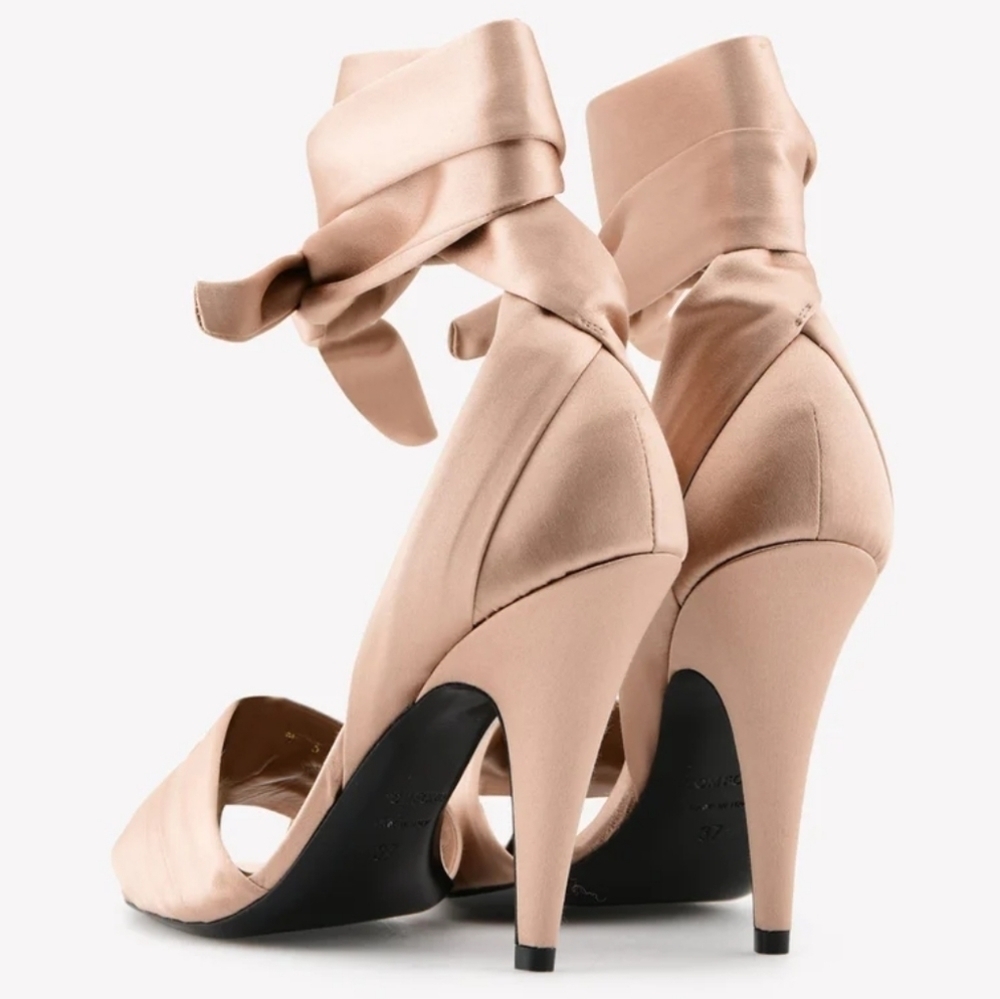 New Tom Ford 105 Satin Wraparound Pastel Pink Sandals NWT 8 US/38 EU - Picture 3 of 6